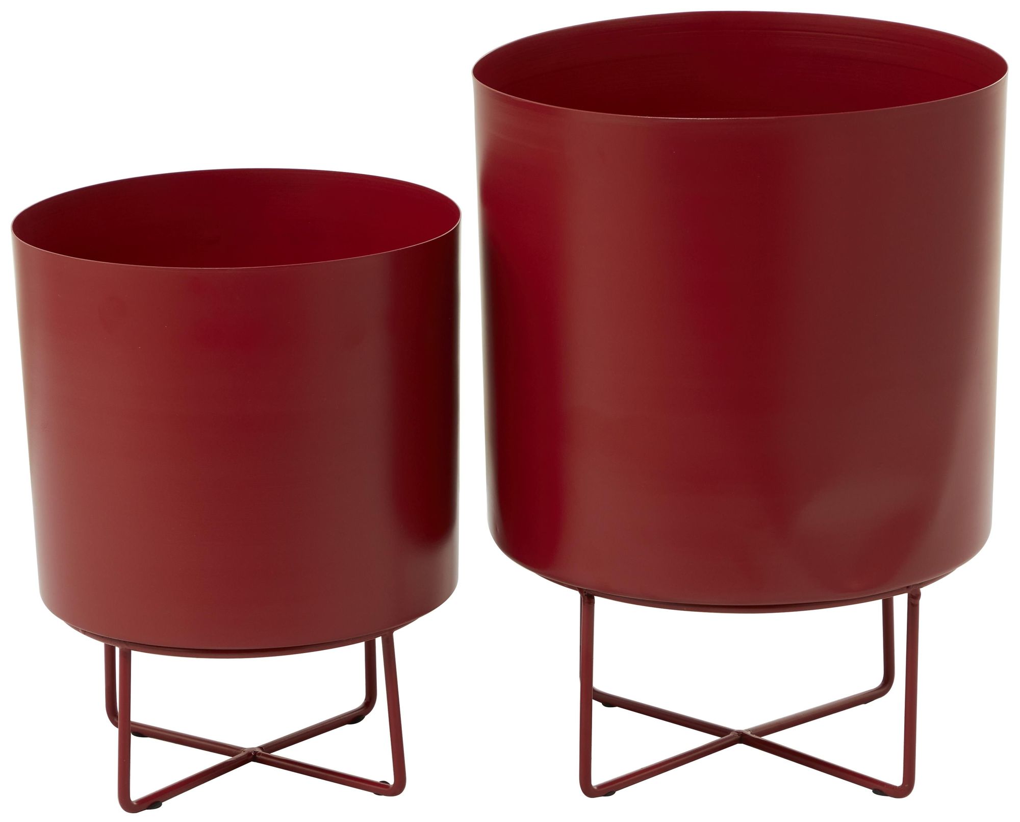 Image 4 Red Metal Modern Planter, S/2 16", 13"H more views