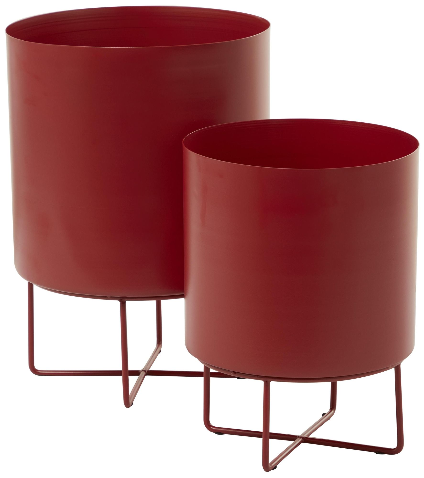 Image 5 Red Metal Modern Planter, S/2 16", 13"H more views