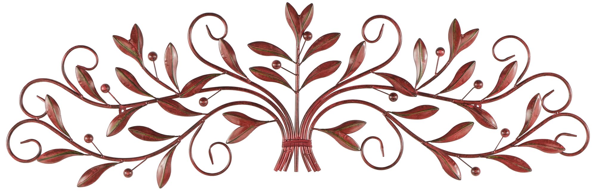 Image 2 Red Metal Traditional Wall Decor, 47" x 1" x 14"
