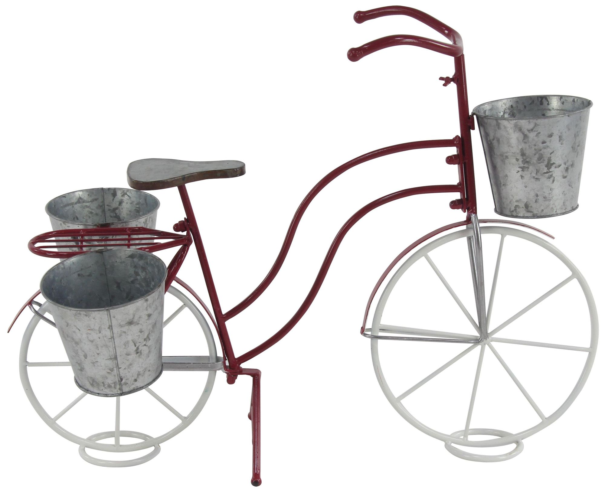 Image 2 Red Metal Vintage Plantstand, 31" x 15" x 23"