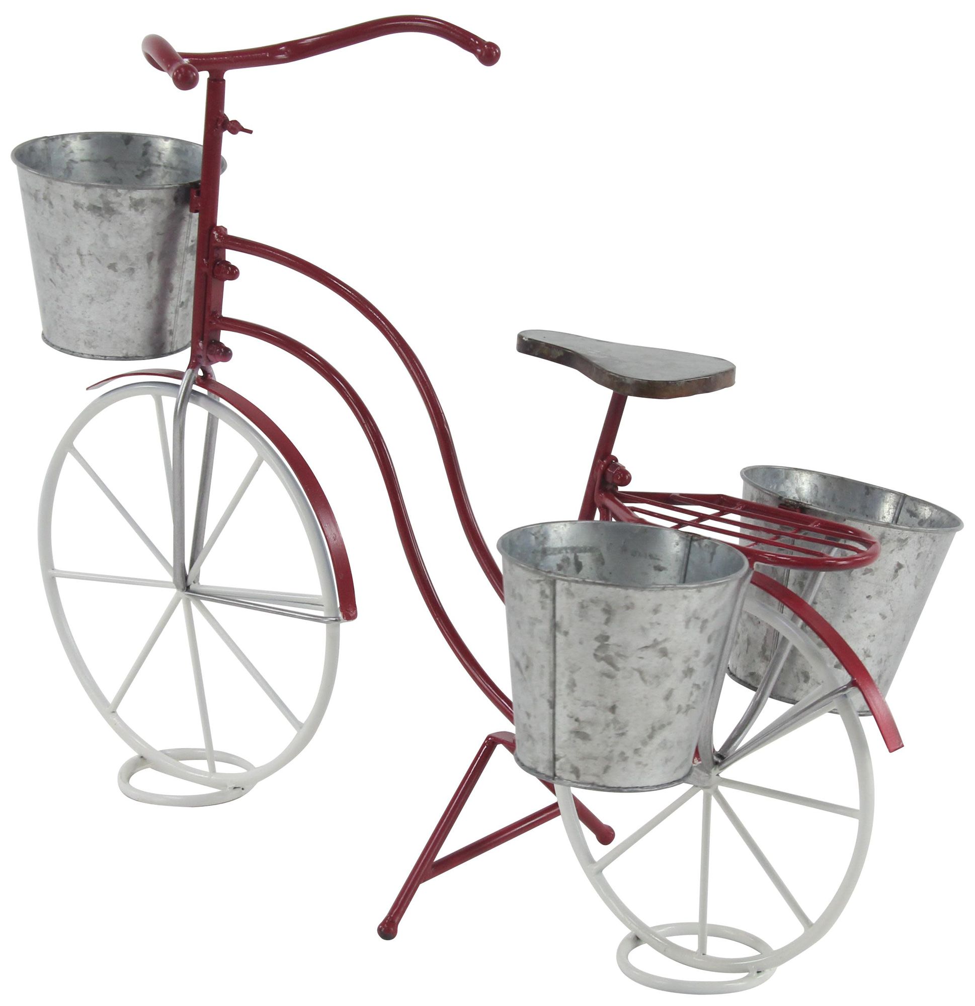 Image 4 Red Metal Vintage Plantstand, 31" x 15" x 23" more views