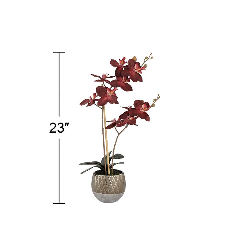 Image 5 Red Orchid 23" High Faux Flowers in Ceramic Pot more views