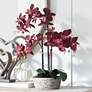 Red Orchid 24" High Faux Flower in Gray Pot in scene