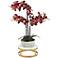 Red Orchid 24" High Faux Flower With Brass Round Riser