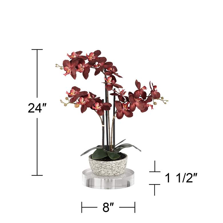 Image 4 Red Orchid 24"H Faux Flower With 8" Round Acrylic Riser more views