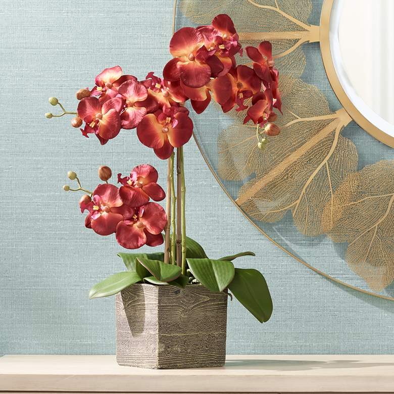 Image 2 Red Orchid 26 inch High Silk Potted Plant