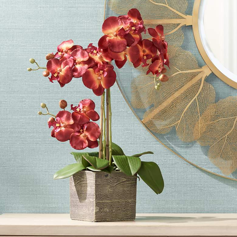 Image 1 Red Orchid 26" High Silk Potted Plant