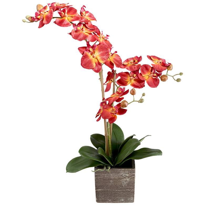 Image 4 Red Orchid 26 inch High Silk Potted Plant more views