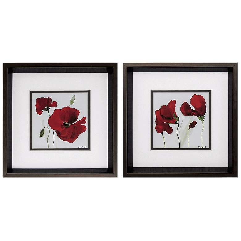 Image 1 Red Poppy 11"W x 11"H Framed Art Set of 2