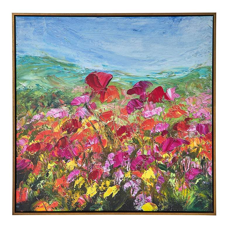 Image 2 Red Poppy 37 1/4" Square Framed Canvas Wall Art