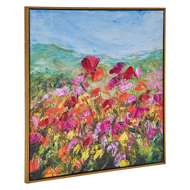 Image 4 Red Poppy 37 1/4" Square Framed Canvas Wall Art more views