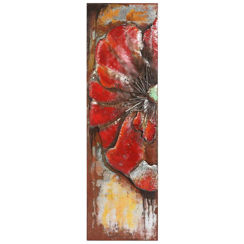 Image 1 Red Poppy Detail" Mixed Media Iron Hand Painted Dimensional Wall Art