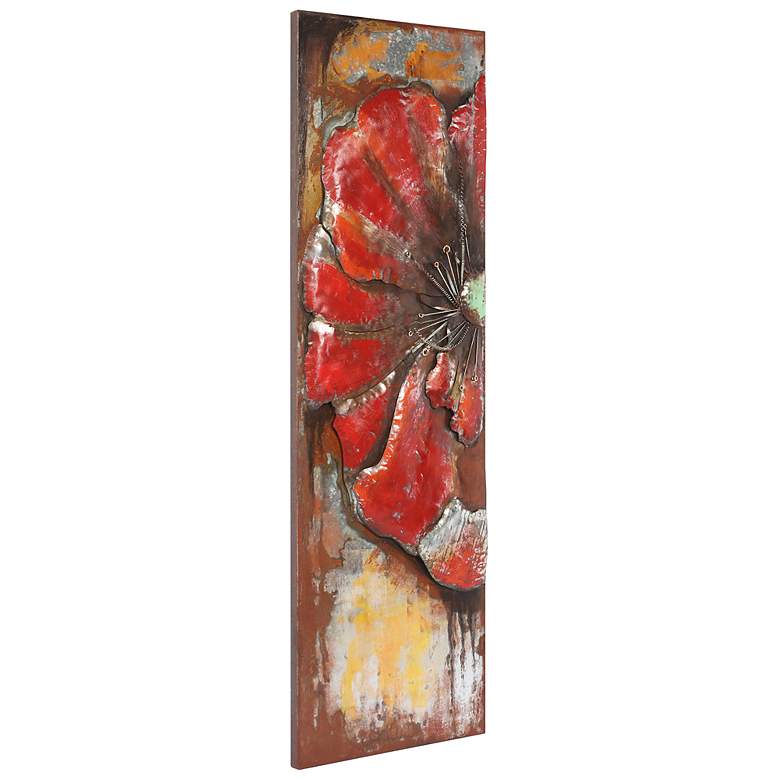 Image 2 Red Poppy Detail" Mixed Media Iron Hand Painted Dimensional Wall Art more views