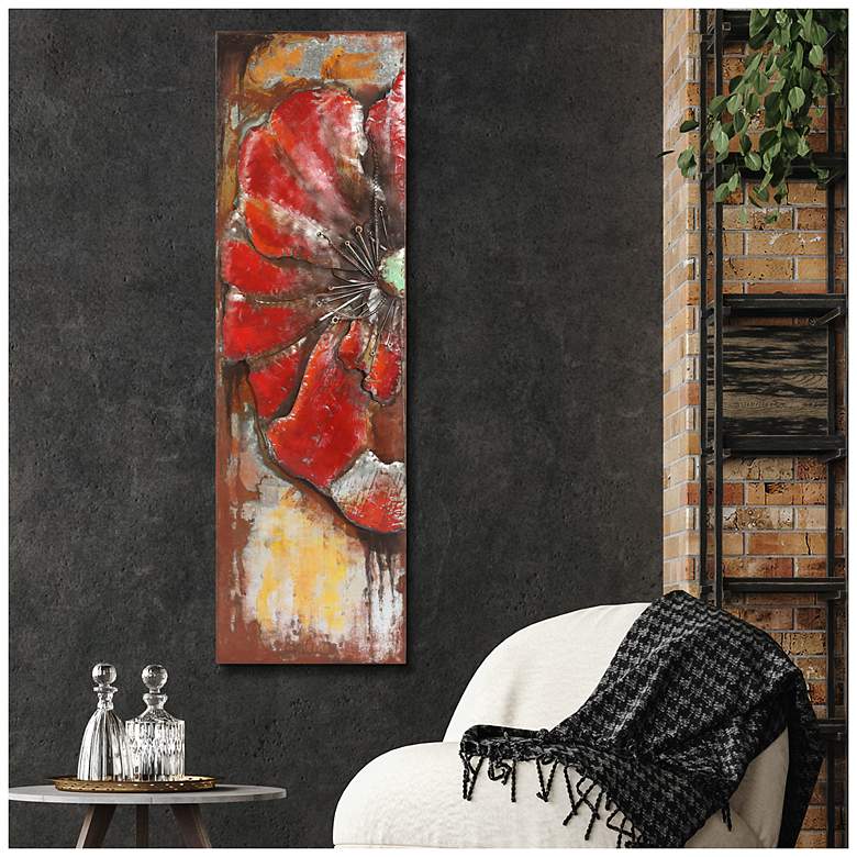 Image 3 Red Poppy Detail" Mixed Media Iron Hand Painted Dimensional Wall Art more views