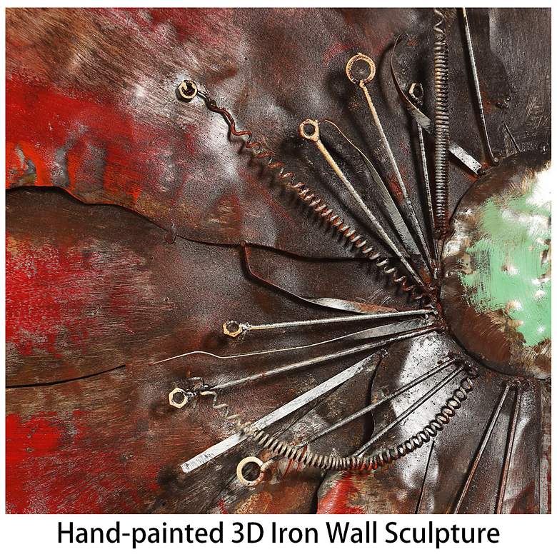 Image 6 Red Poppy Detail" Mixed Media Iron Hand Painted Dimensional Wall Art more views