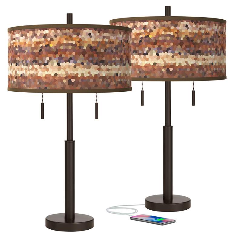 Image 1 Red Rock Robbie Bronze USB Table Lamps Set of 2