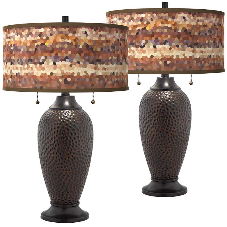 Image 1 Red Rock Zoey Hammered Oil-Rubbed Bronze Table Lamps Set of 2
