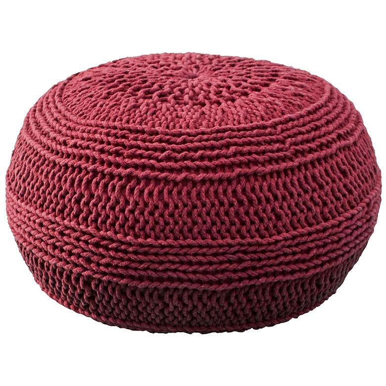 Image 1 Red Roped Cotton Pouf Ottoman