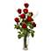 Red Rose 28" High Faux Flowers in Glass Vase