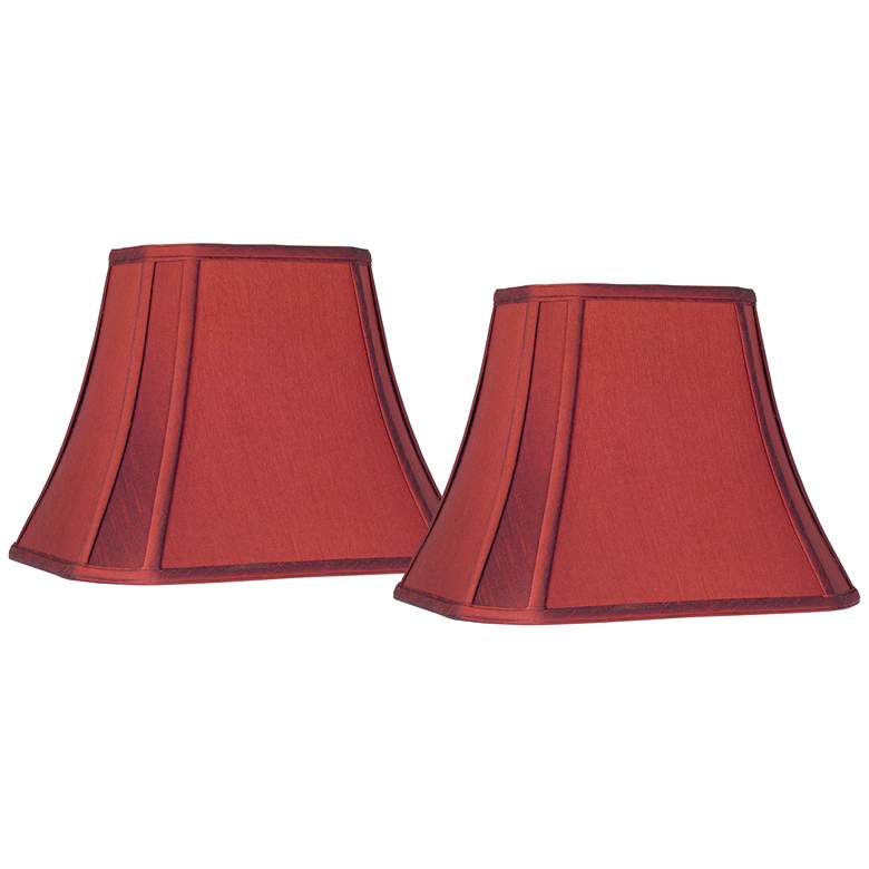 Image 1 Red Set of 2 Cut-Corner Lamp Shades 6/8x11/14x11 (Spider)