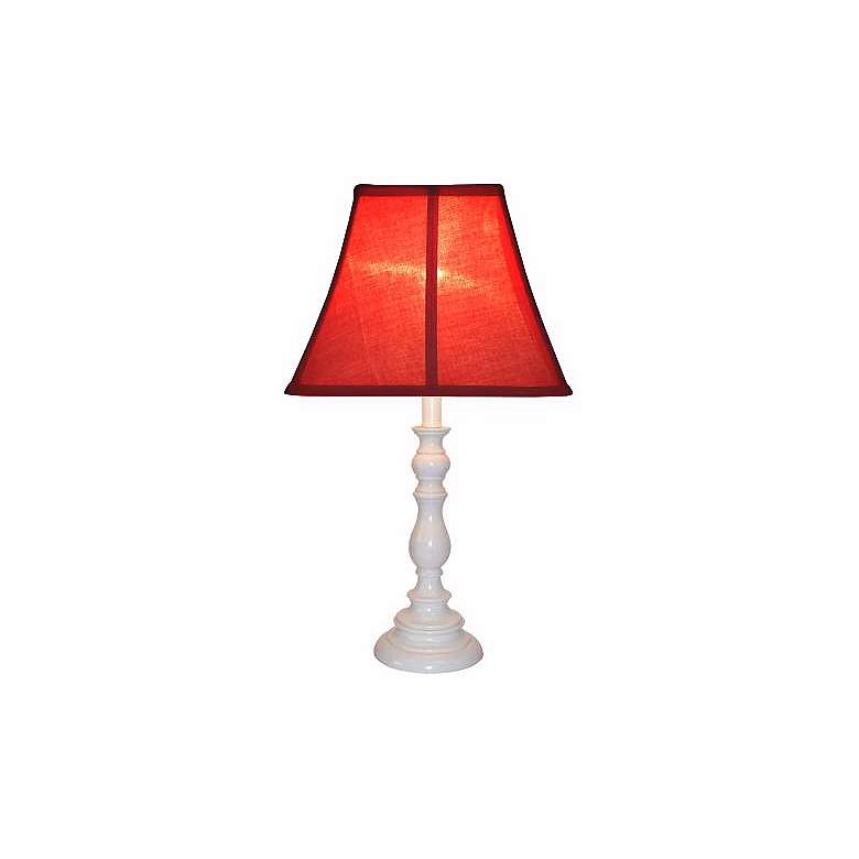 Image 1 Red Shade with White Candlestick Base Table Lamp