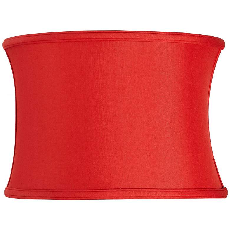 Image 1 Red Silk Oval Lamp Shade 14/9x14/9x10 (Spider)