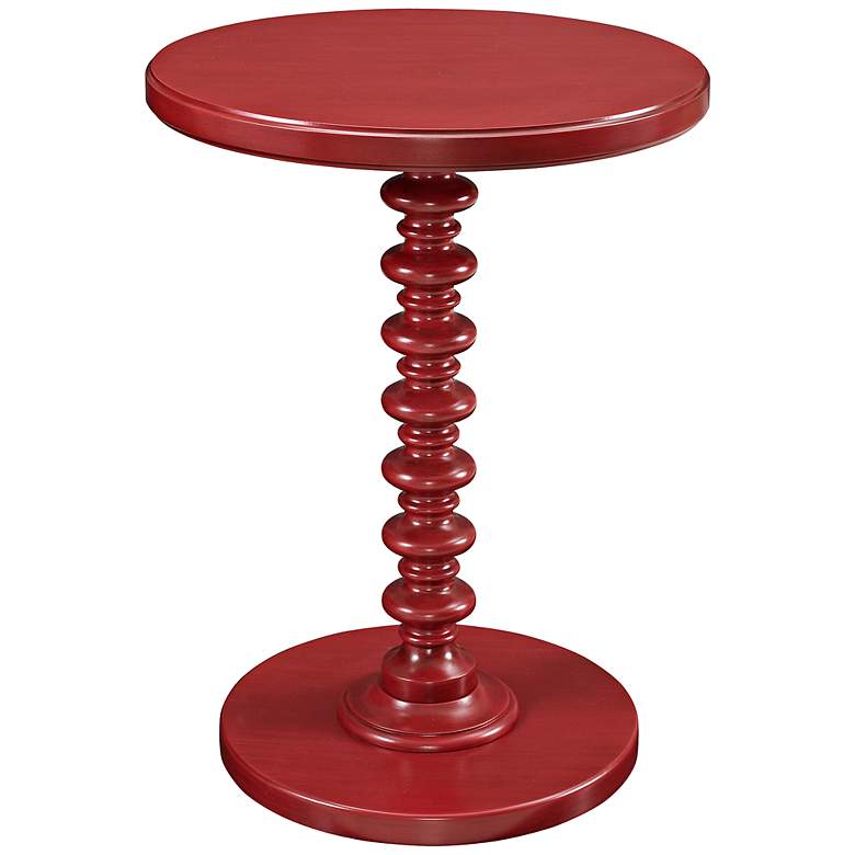 Image 1 Red Spindle Round Accent Table