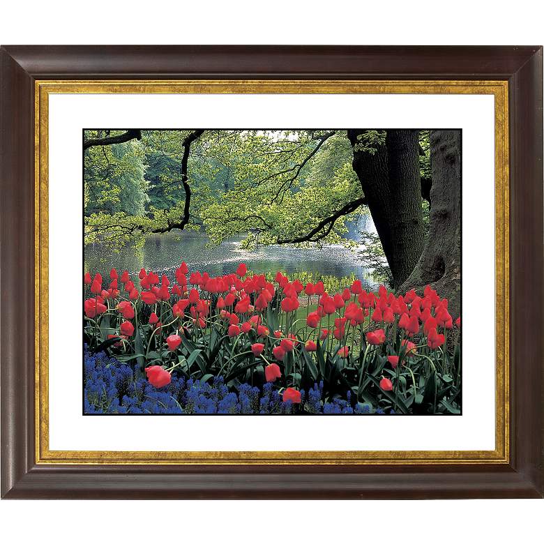 Image 1 Red Spring Gold Bronze Frame Giclee 20 inch Wide Wall Art