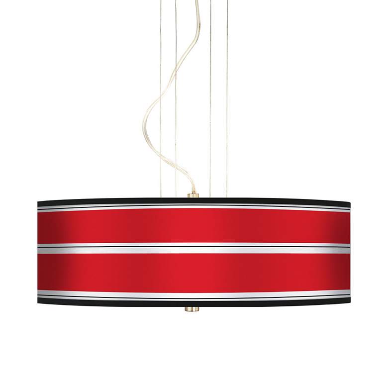 Image 1 Red Stripes 20 inch Wide Three Light Pendant Chandelier