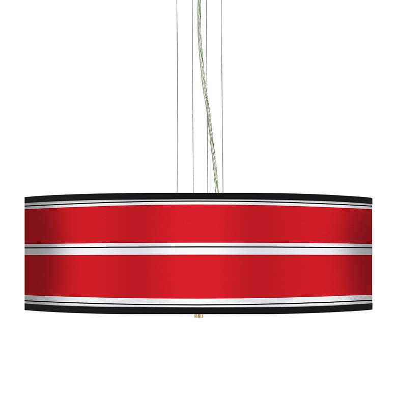 Image 1 Red Stripes 24 inch Wide 4-Light Pendant Chandelier