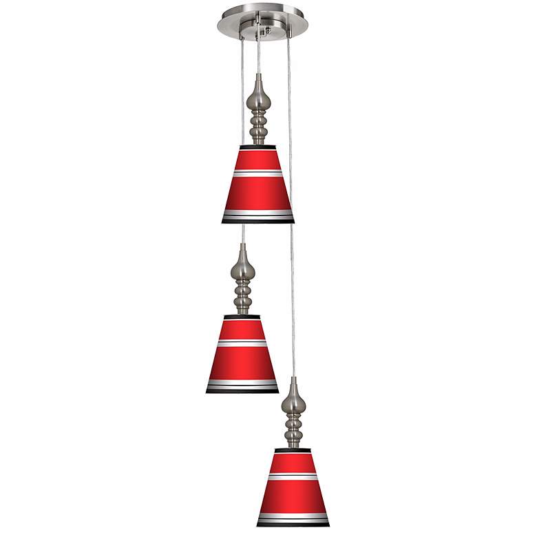 Image 1 Red Stripes 3-in-1 Metal Cone Multi Light Pendant