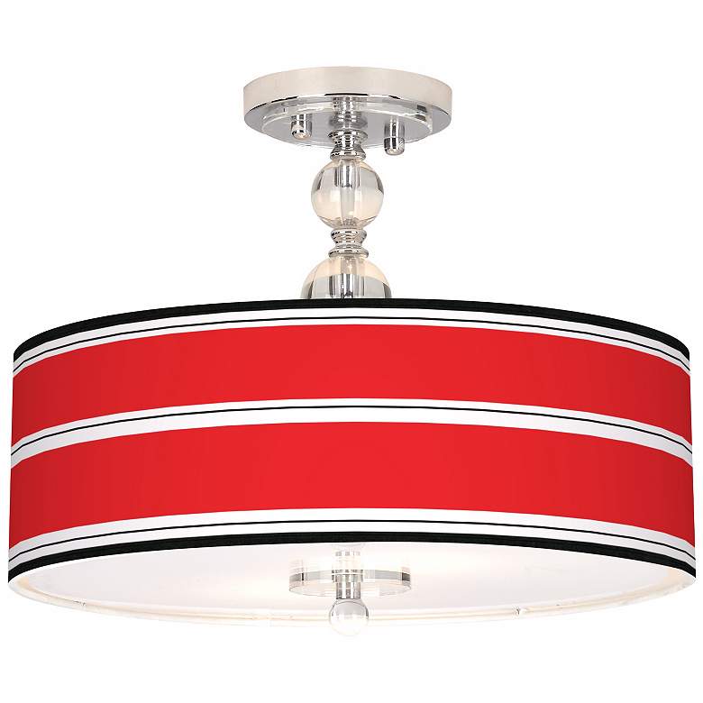 Image 1 Red Stripes Giclee 16 inch Wide Semi-Flush Ceiling Light