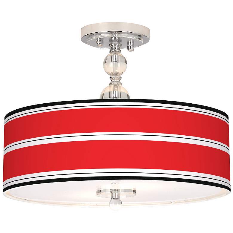 Image 1 Red Stripes Giclee 16" Wide Semi-Flush Ceiling Light