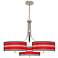Red Stripes Giclee 36" Wide Triple Pendant