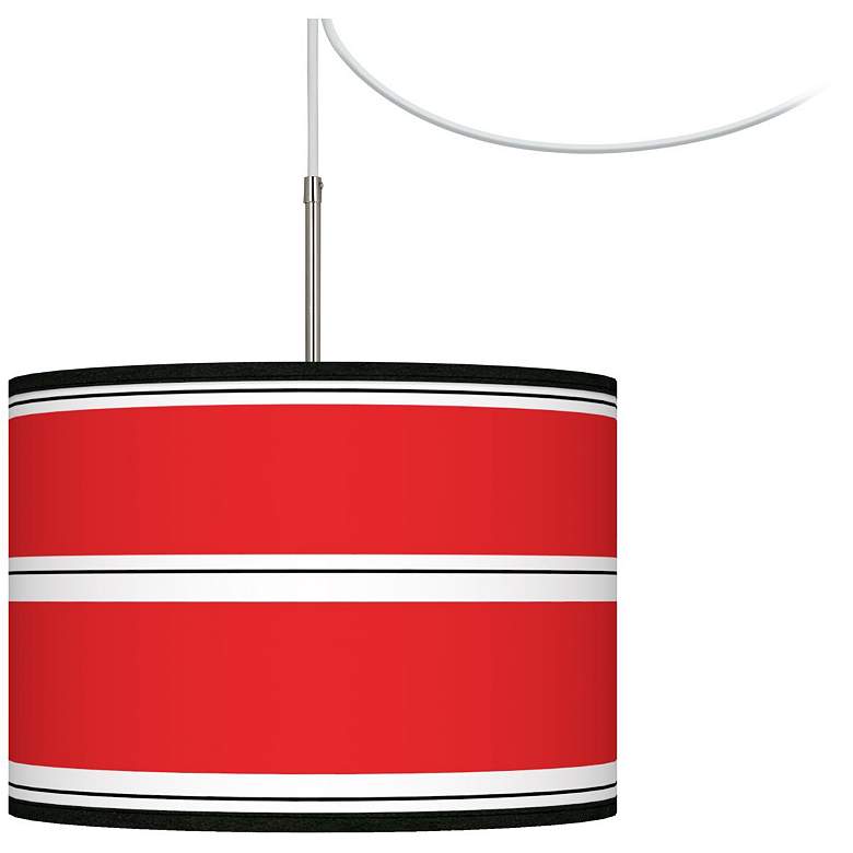 Image 1 Red Stripes Giclee Glow Swag Style Plug-In Chandelier