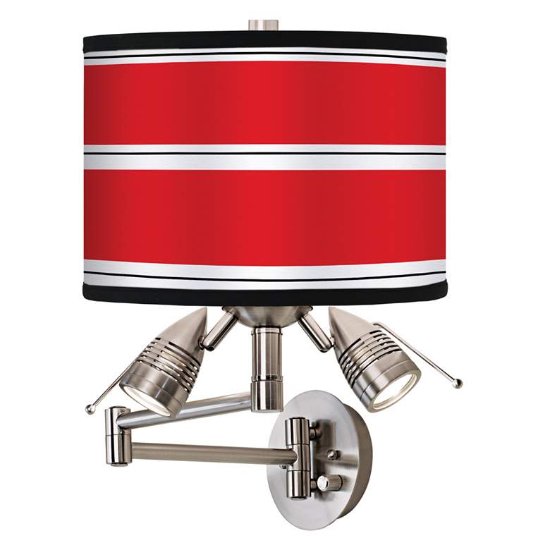 Image 1 Red Stripes Giclee Plug-In Swing Arm Wall Lamp