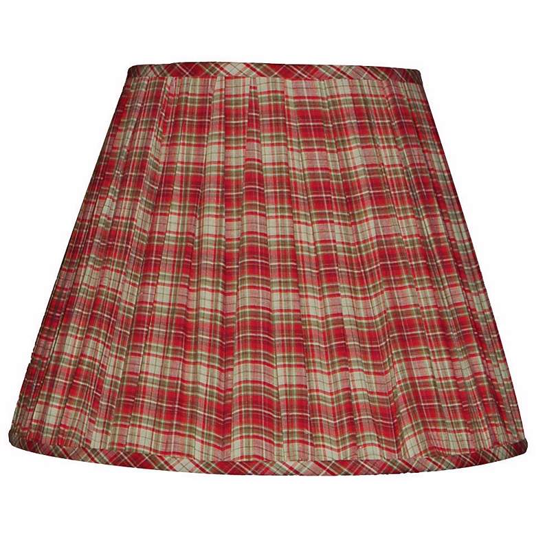 Image 1 Red Tan and Green Plaid Pleated Shade 6x12x8 (Clip-On)