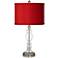 Red Textured Faux Silk Apothecary Clear Glass Table Lamp