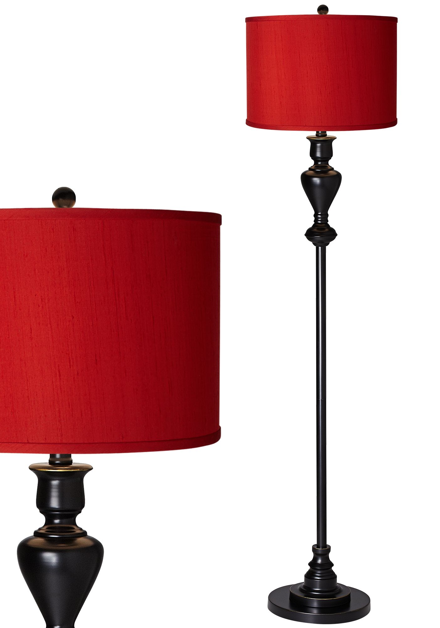 red tall lamps