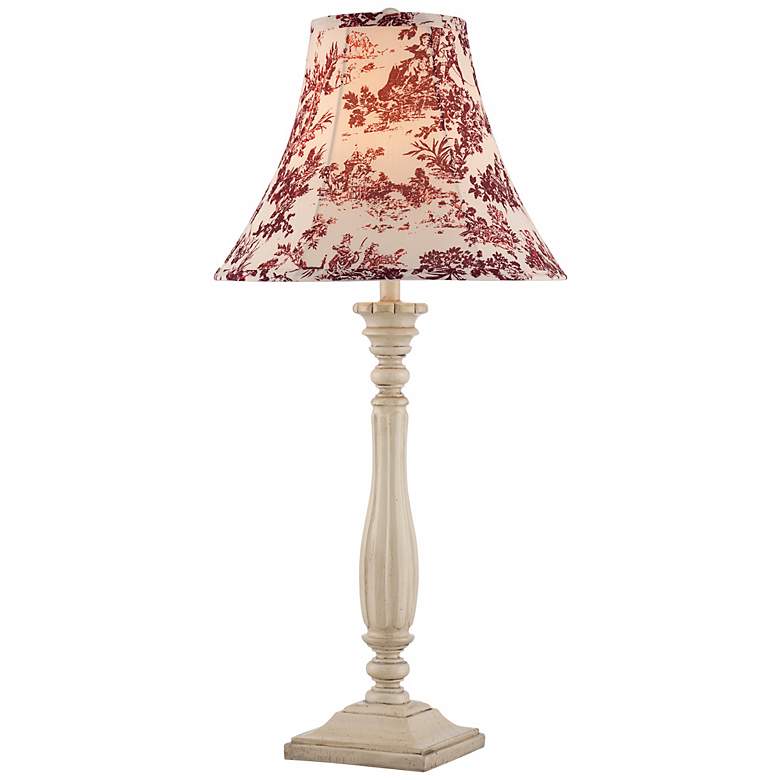 Image 1 Red Toile Shade Fluted French Table Lamp