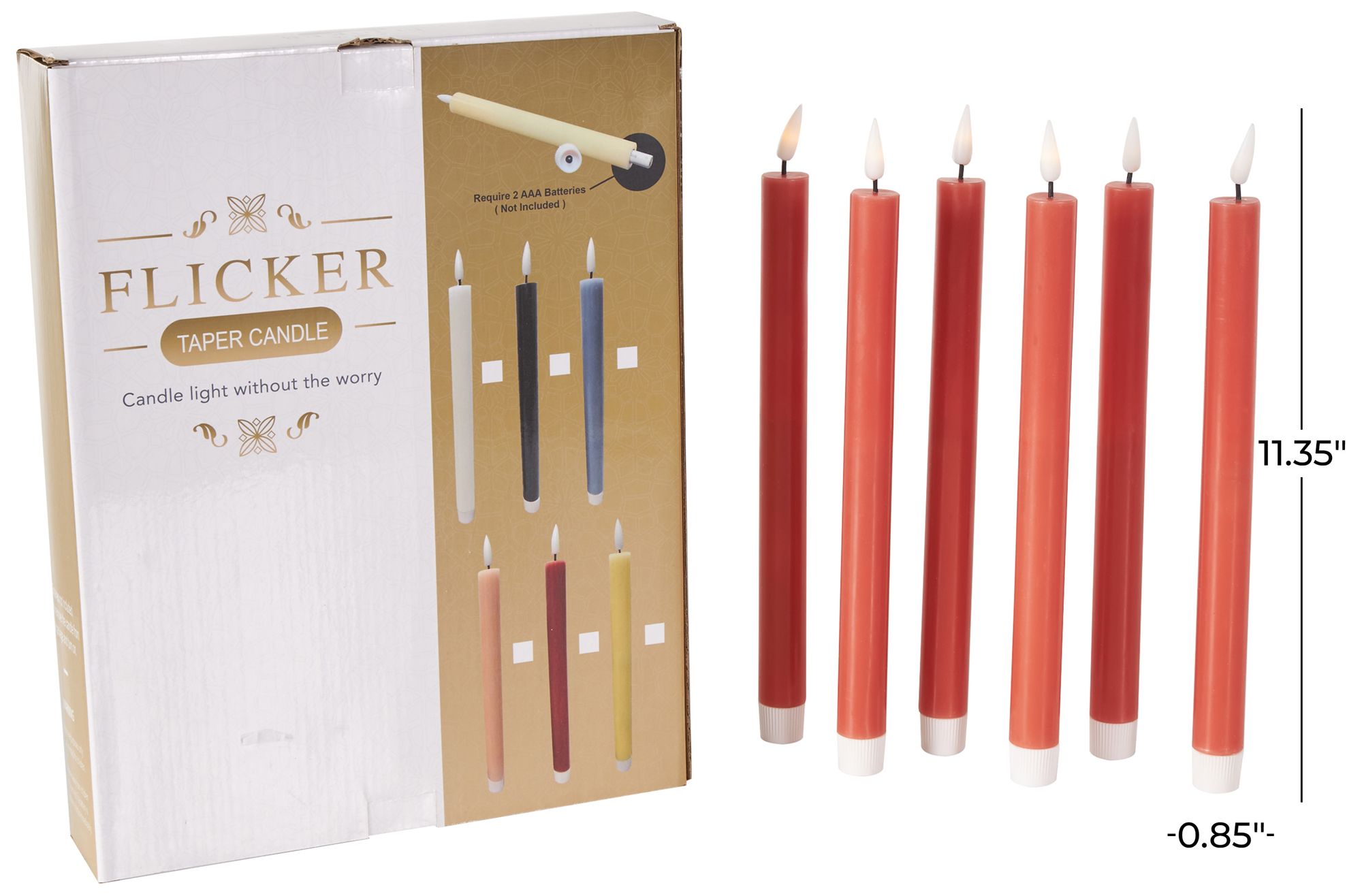 Image 7 Red Wax Modern Flameless Candle, S/6 11"H more views