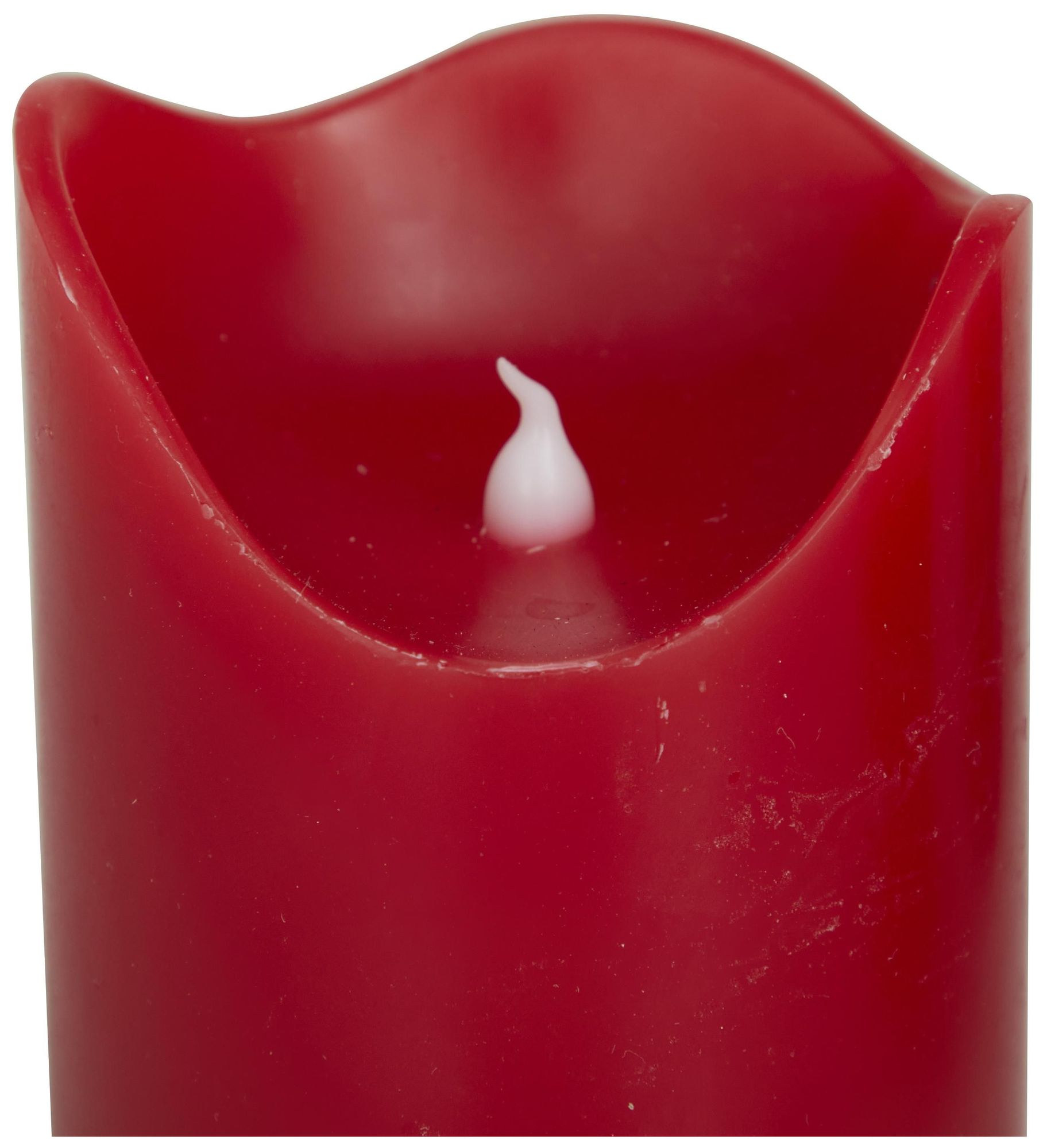 Image 3 Red Wax Traditional Flameless Candle, S/3 6", 5", 4"H more views