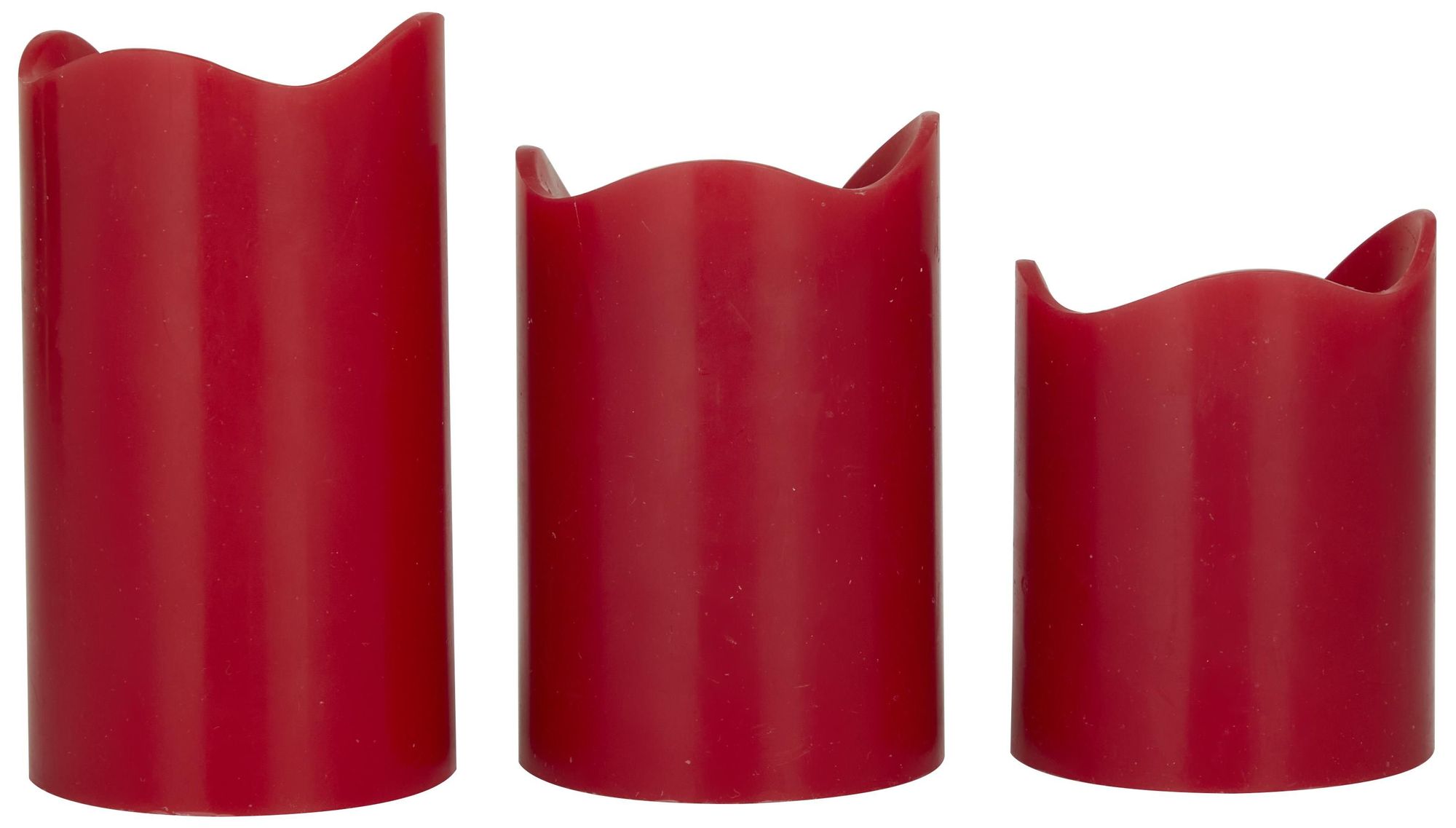 Image 5 Red Wax Traditional Flameless Candle, S/3 6", 5", 4"H more views