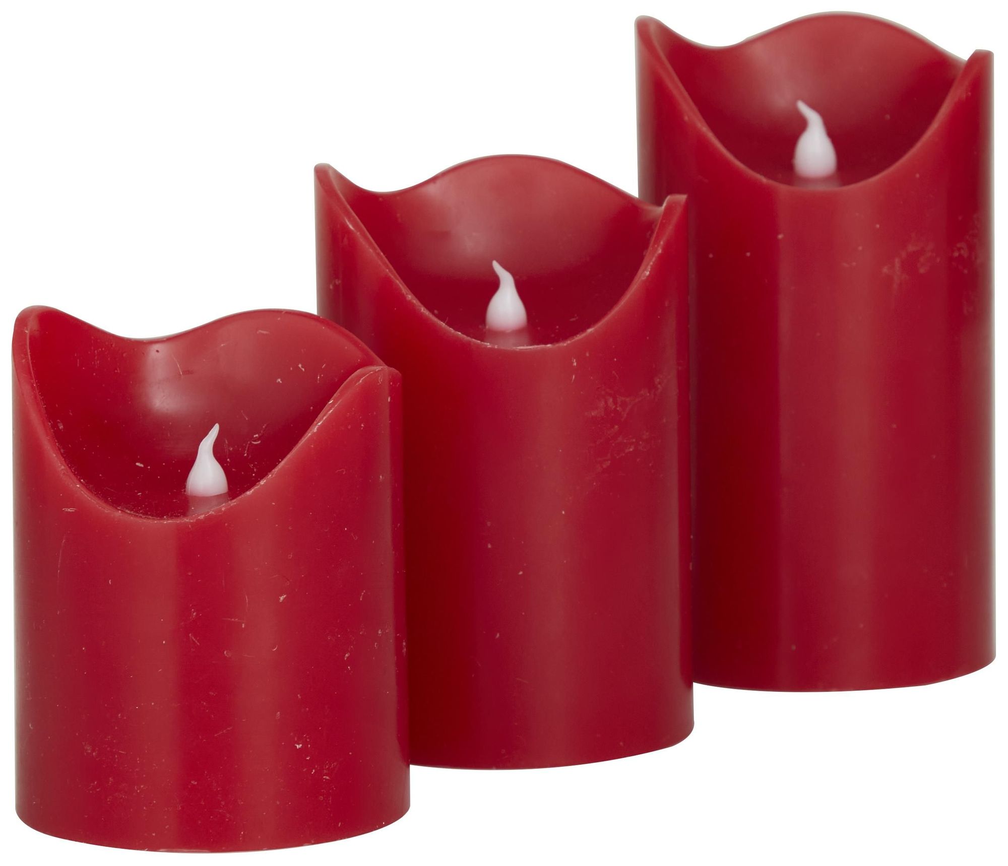 Image 6 Red Wax Traditional Flameless Candle, S/3 6", 5", 4"H more views