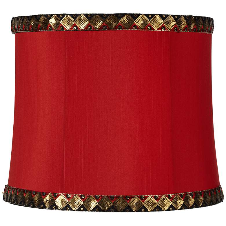 Image 1 Red With Copper Trim Drum Lamp Shade 11x12x10 (Spider)