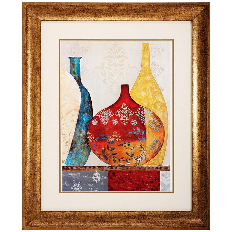 Image 1 Red Yellow Jars 35 inch High Framed Wall Art