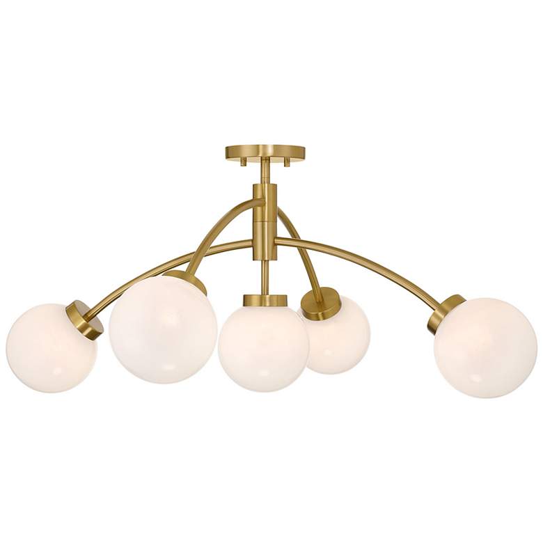 Image 1 Redfield 5-Light Semi-Flush in Warm Brass