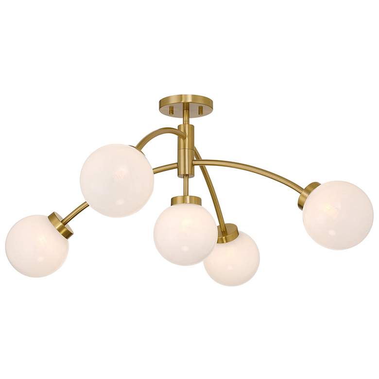 Image 4 Redfield 5-Light Semi-Flush in Warm Brass more views