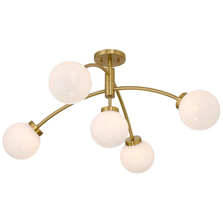 Image 5 Redfield 5-Light Semi-Flush in Warm Brass more views