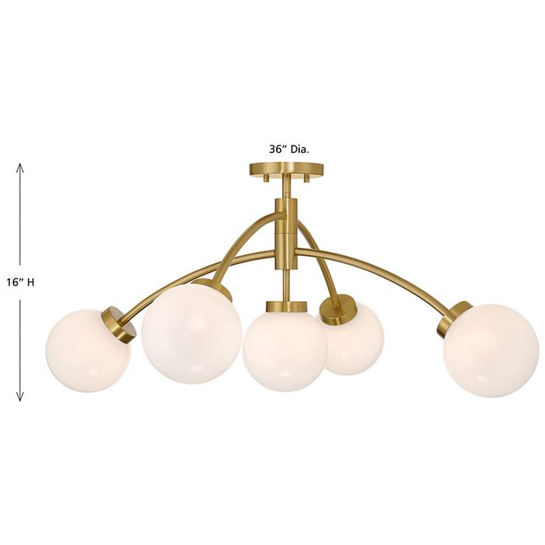 Image 7 Redfield 5-Light Semi-Flush in Warm Brass more views
